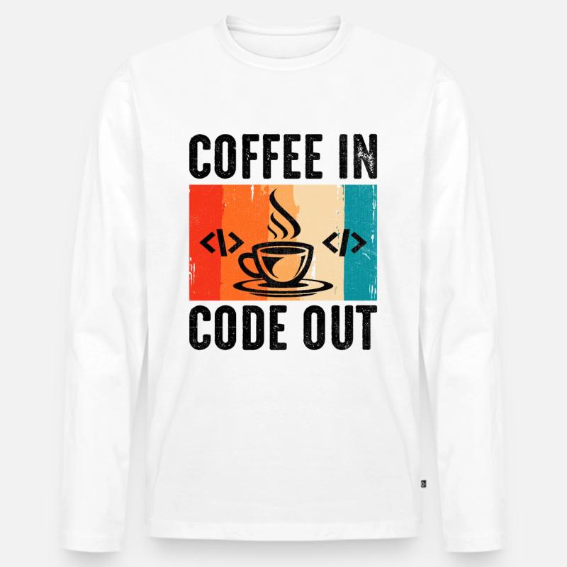 Café Codage Programmeur Codeur Développeur Nerd Coff T-shirt manches longues Premium bio Homme