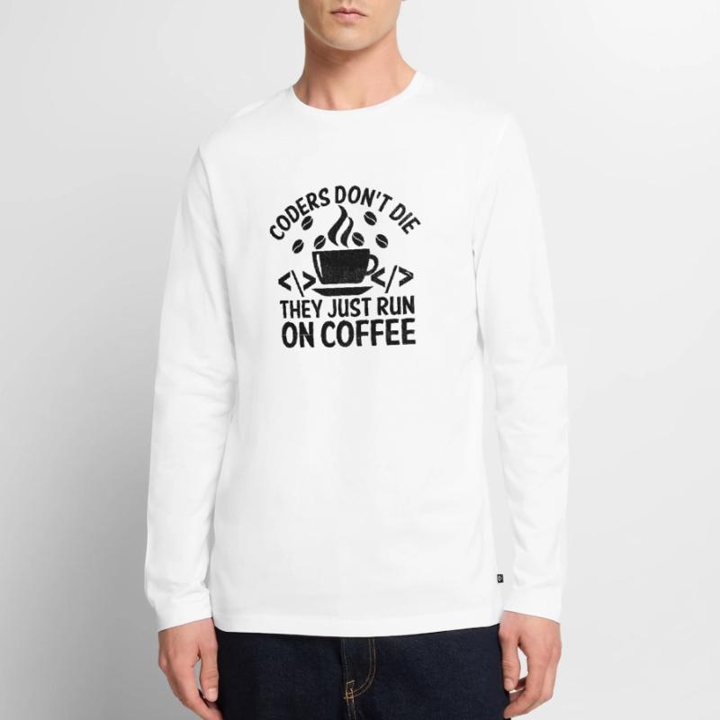 Café Codage Programmeur Codeur Développeur Nerd Coff T-shirt manches longues Premium bio Homme