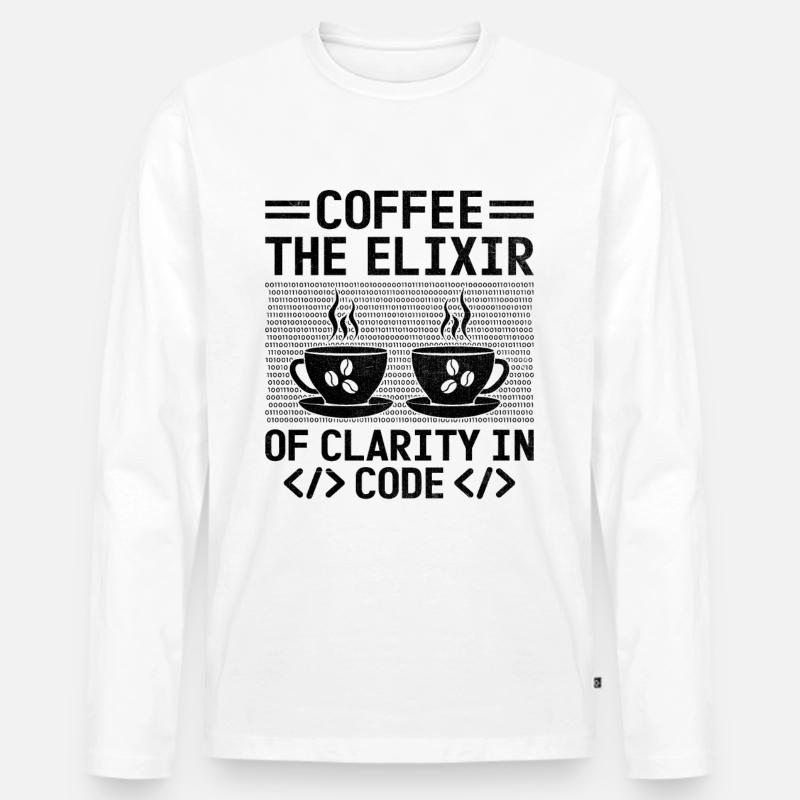 Café Codage Programmeur Codeur Développeur Nerd Coff T-shirt manches longues Premium bio Homme