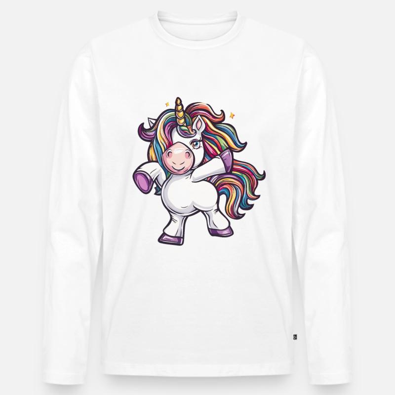 Tanzendes Einhorn - Männer Premium Bio Langarmshirt - Weiß