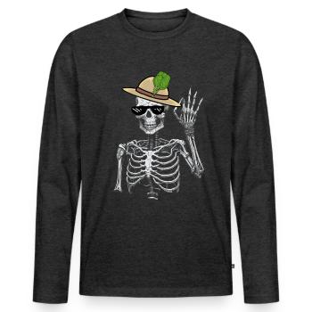 Skeleton Gardener Spinach Gardening Mime Vegetarian - Men's Premium Organic Long Sleeve Shirt - heather anthracite - Front - Nico (187cm)