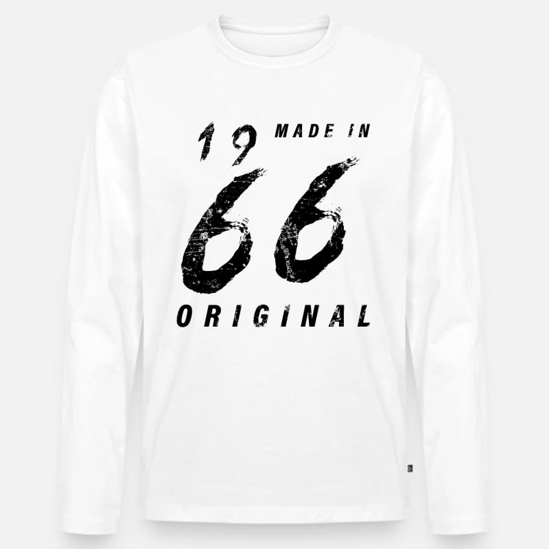 Made In 1966 Originale Compleanno Grunge Distressed - Maglia a manica lunga ecologica premium da uomo - bianco