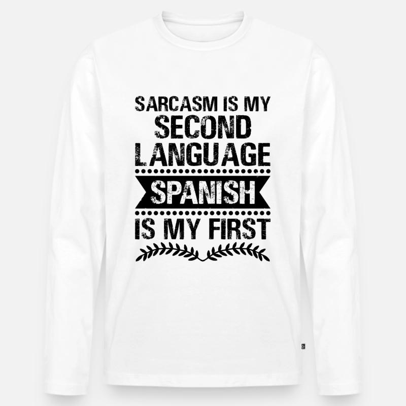 Fremdsprachenlehrer Schule Sprachlehrer - Männer Premium Bio Langarmshirt - Weiß