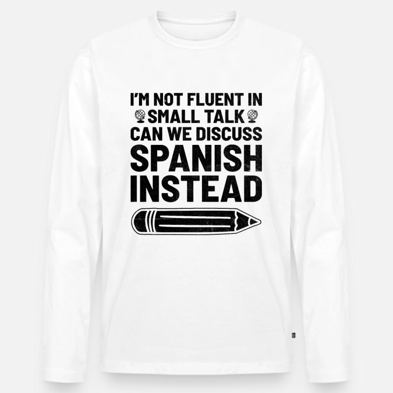 Fremdsprachenlehrer Schule Sprachlehrer - Männer Premium Bio Langarmshirt - Weiß