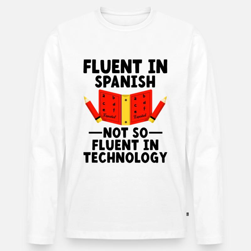 Fremdsprachenlehrer Schule Sprachlehrer - Männer Premium Bio Langarmshirt - Weiß