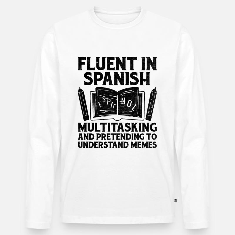 Fremdsprachenlehrer Schule Sprachlehrer - Männer Premium Bio Langarmshirt - Weiß