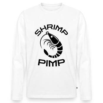Shrimp Pimp Lustiges Garnelen Motiv Fischer Humor - Männer Premium Bio Langarmshirt - Weiß - Vorne - Nico (187cm)