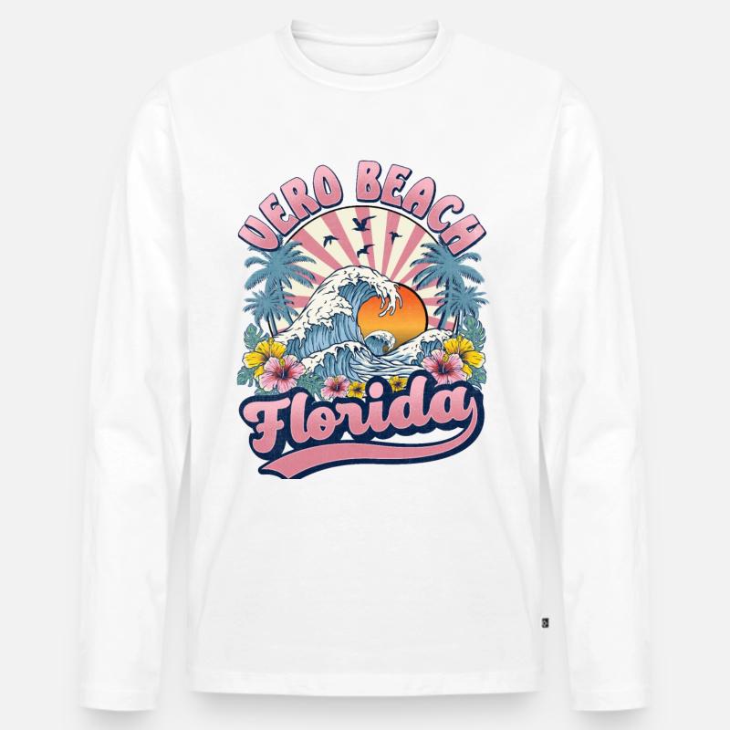 Vero Beach Florida - Männer Premium Bio Langarmshirt - Weiß