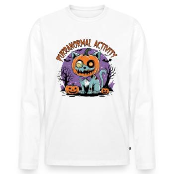 Activité purranormale – Effrayant avec un chat - T-shirt manches longues Premium bio Homme - blanc - Devant - Nico (187cm)