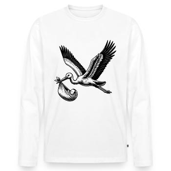 Stork Carrying Baby Illustration – A Classic - Men's Premium Organic Long Sleeve Shirt - white - Front - Nico (187cm)