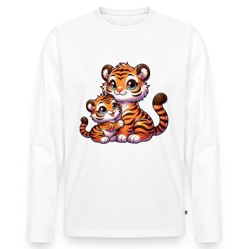 Cute tiger family with baby and mom tiger - Men's Premium Organic Long Sleeve Shirt - white - Front - Nico (187cm)