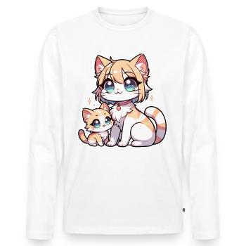 Niedliche Katzen mit großen blauen Augen - Männer Premium Bio Langarmshirt - Weiß - Vorne - Nico (187cm)
