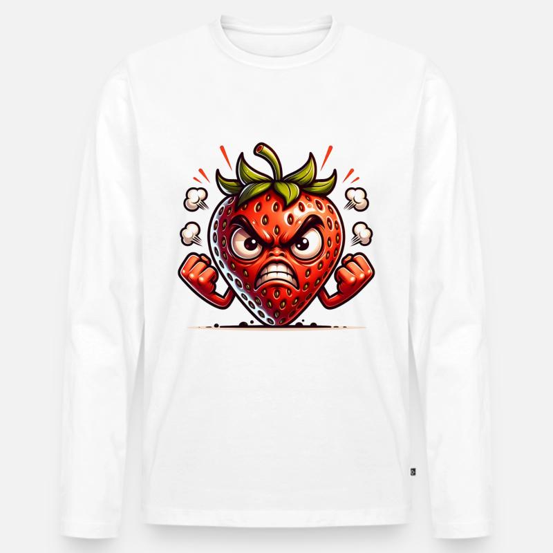 Wütende Erdbeere mit Comic-Stil - Männer Premium Bio Langarmshirt - undefined