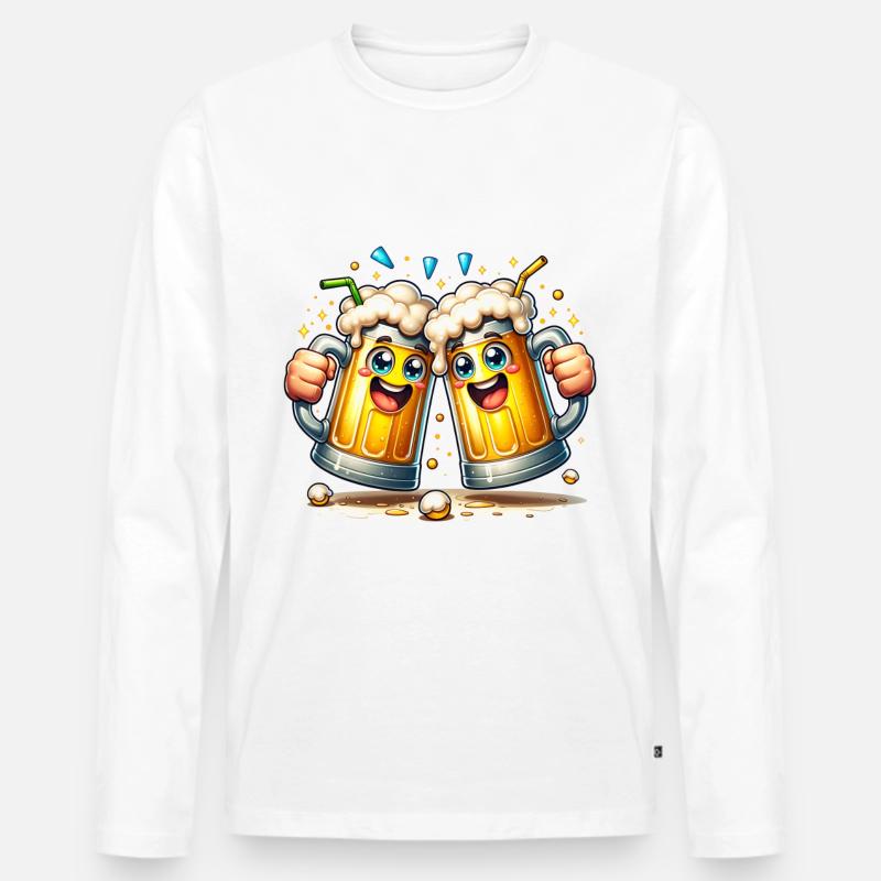 Fröhliche Bierkrüge mit Schaum - Männer Premium Bio Langarmshirt - undefined