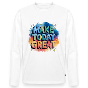 Lasse Heute Großartig Werden - Männer Premium Bio Langarmshirt - Weiß - Vorne - Nico (187cm)