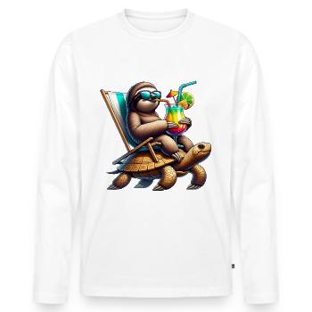 Cocktail décontracté Sloth Turtle - T-shirt manches longues Premium bio Homme - blanc - Devant - Nico (187cm)