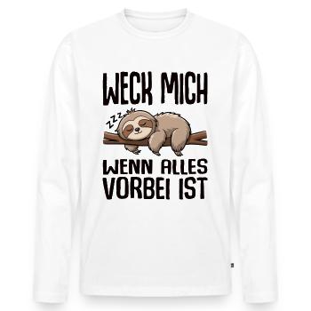 Weck Mich Wenn Alles Vorbei Ist / Langschläfer - Männer Premium Bio Langarmshirt - Weiß - Vorne - Nico (187cm)