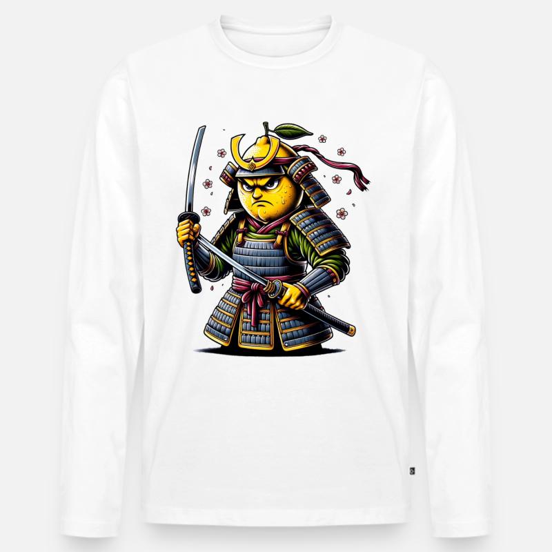 Wütender Samurai Zitrone Krieger Kunstwerk - Männer Premium Bio Langarmshirt - undefined