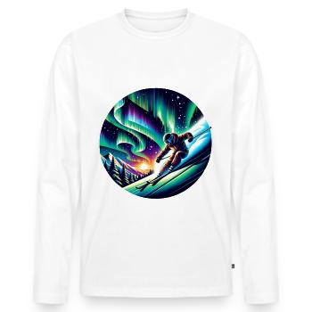 Adventurous skiing under the Northern Lights - Men's Premium Organic Long Sleeve Shirt - white - Front - Nico (187cm)
