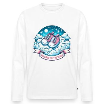 Bienvenue dans le monde Chaussures Bébé Heaven - T-shirt manches longues Premium bio Homme - blanc - Devant - Nico (187cm)