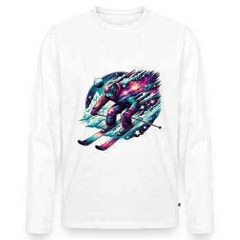 Galaktischer Skifahrer Im Weltraum Abenteuer - Männer Premium Bio Langarmshirt - Weiß - Vorne - Nico (187cm)