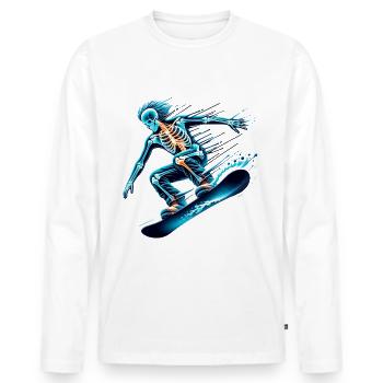 Faszinierender Skelett-Snowboarder im Rausch - Männer Premium Bio Langarmshirt - Weiß - Vorne - Nico (187cm)