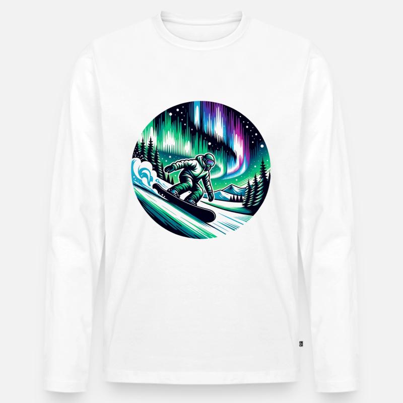 Snowboarden Unter Polarlichtern - Männer Premium Bio Langarmshirt - undefined