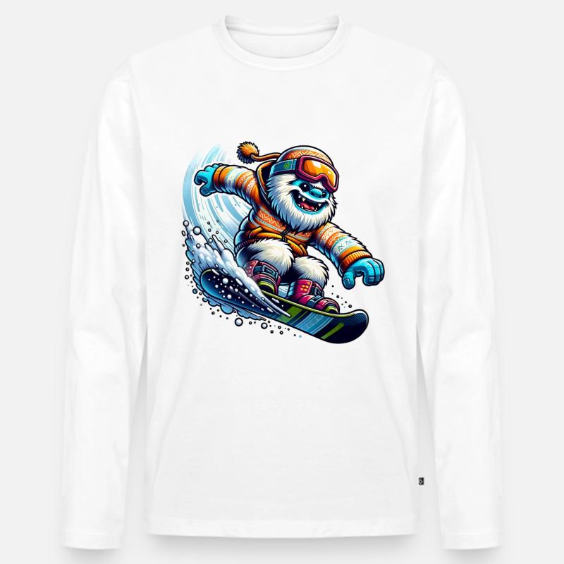 Fröhlicher Yeti Snowboard Abenteuer - Männer Premium Bio Langarmshirt - undefined