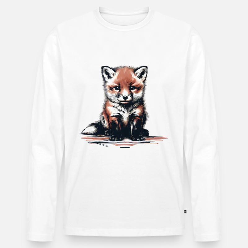 Fuchs Kinder Kind - Männer Premium Bio Langarmshirt - Weiß