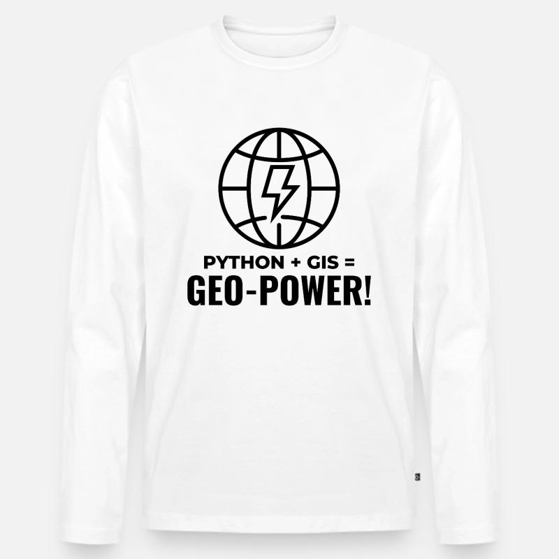 Python SIG Géo-Puissance Programmation Géospatial - T-shirt manches longues Premium bio Homme - blanc