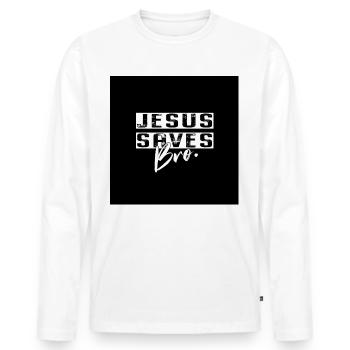 Jesus Saves Bro Gesichtsmaske Kontrastmaske Christ - Männer Premium Bio Langarmshirt - Weiß - Vorne - Nico (187cm)