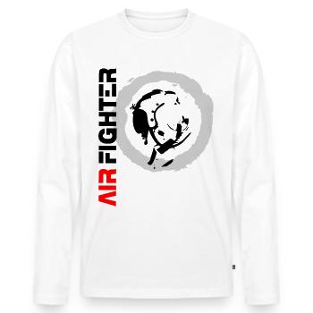 2reborn AIR FIGHTER TOP FLIGHT Pilot 3 - Männer Premium Bio Langarmshirt - Weiß - Vorne - Nico (187cm)