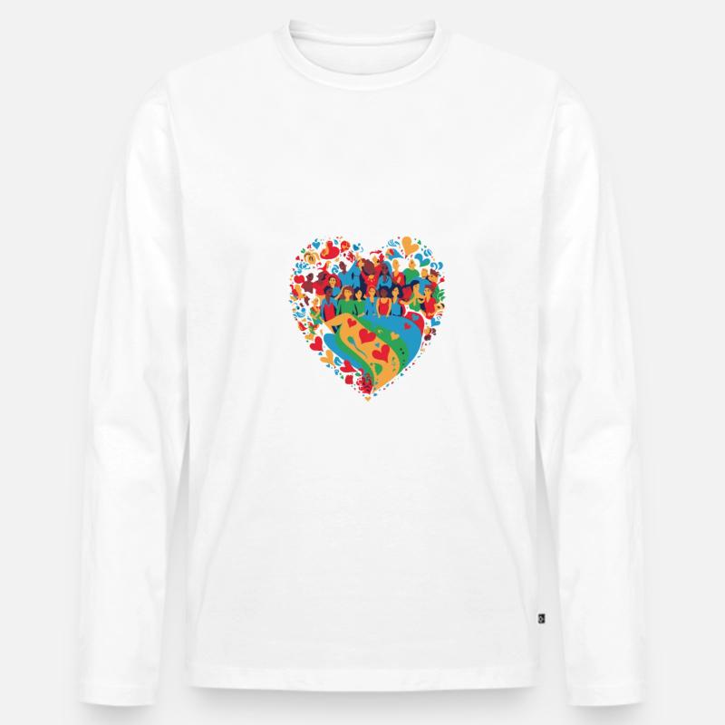 Regenbogenfarbe Herz LGBTQ Liebe & Rechte - Männer Premium Bio Langarmshirt - Weiß