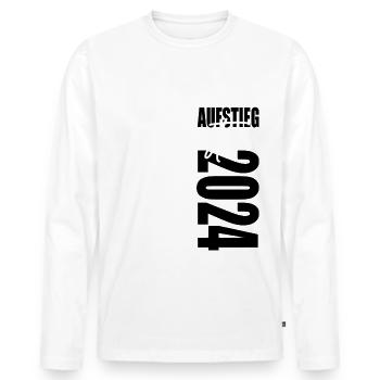 Meister 2024 Aufstiegstrikot Aufstieg 24 - Männer Premium Bio Langarmshirt - Weiß - Vorne - Nico (187cm)