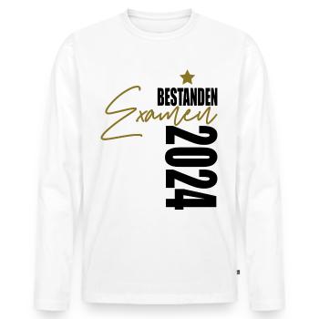 Examen 2024 bestanden - Männer Premium Bio Langarmshirt - Weiß - Vorne - Nico (187cm)