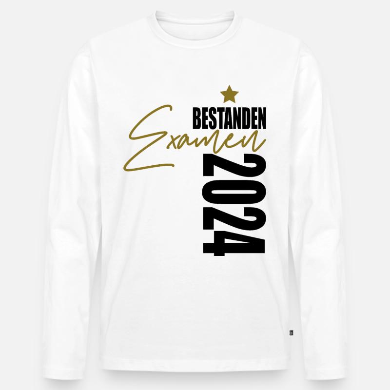 Examen 2024 bestanden - Männer Premium Bio Langarmshirt - Weiß
