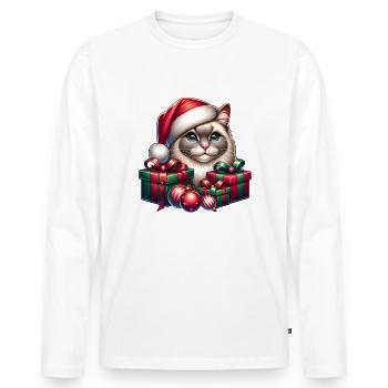 Cat Kitten Christmas - Men's Premium Organic Long Sleeve Shirt - white - Front - Nico (187cm)