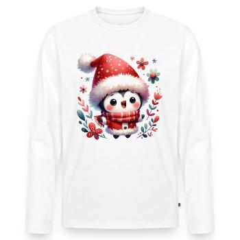 Cute Penguin with Santa Hat - Men's Premium Organic Long Sleeve Shirt - white - Front - Nico (187cm)