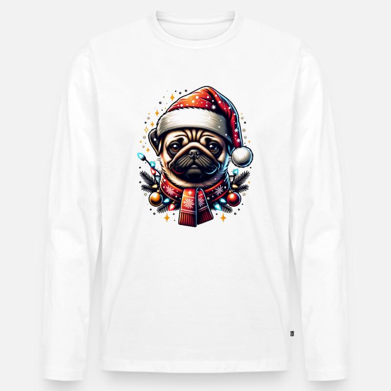 Mops - Männer Premium Bio Langarmshirt - Weiß