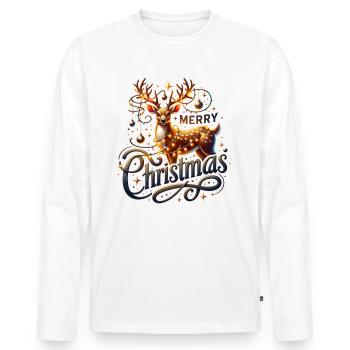 Merry Christmas Reindeer Xmas - Männer Premium Bio Langarmshirt - Weiß - Vorne - Nico (187cm)