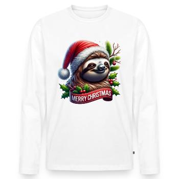 Joyeux Noël Costume de paresseux - T-shirt manches longues Premium bio Homme - blanc - Devant - Nico (187cm)