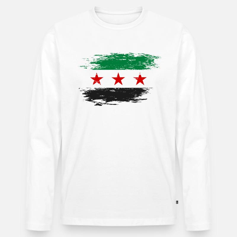 Syrien Flagge used - Männer Premium Bio Langarmshirt - Weiß