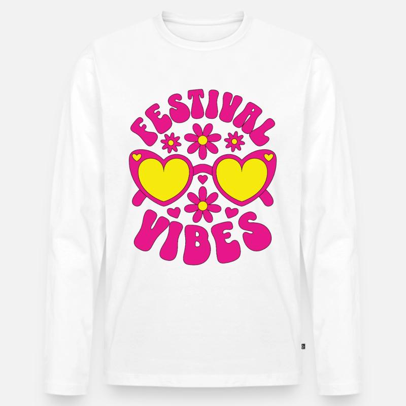 Festival Vibes - Männer Premium Bio Langarmshirt - Weiß