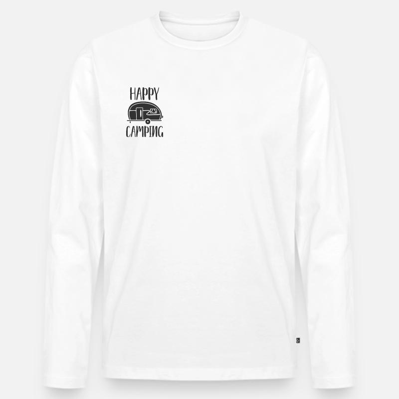 Van Camper Freude Illustration - Männer Premium Bio Langarmshirt - Weiß