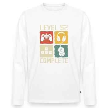 Level 52 Complete Gamer 52th Birthday Gift - Men's Premium Organic Long Sleeve Shirt - white - Front - Nico (187cm)