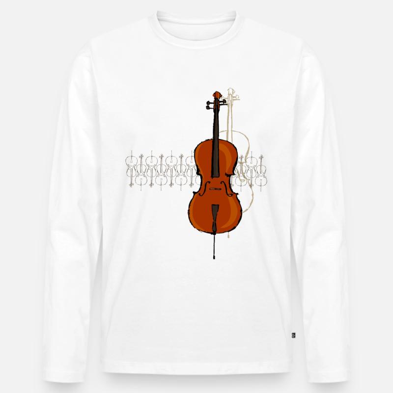 Cello Design 2 dunkel - Männer Premium Bio Langarmshirt - Weiß