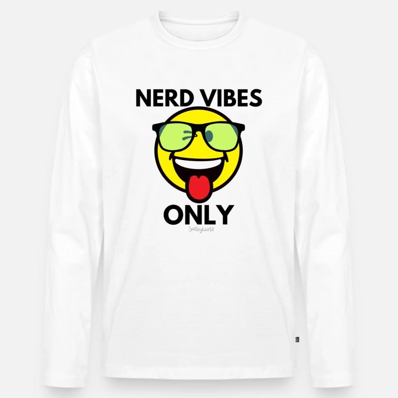 NERD VIBES ONLY - Männer Premium Bio Langarmshirt - Weiß
