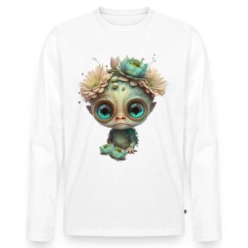 Mignon extraterrestre avec des fleurs - T-shirt manches longues Premium bio Homme - blanc - Devant - Nico (187cm)