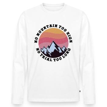 Kein Berg zu hoch, kein Weg zu lang - Männer Premium Bio Langarmshirt - Weiß - Vorne - Nico (187cm)