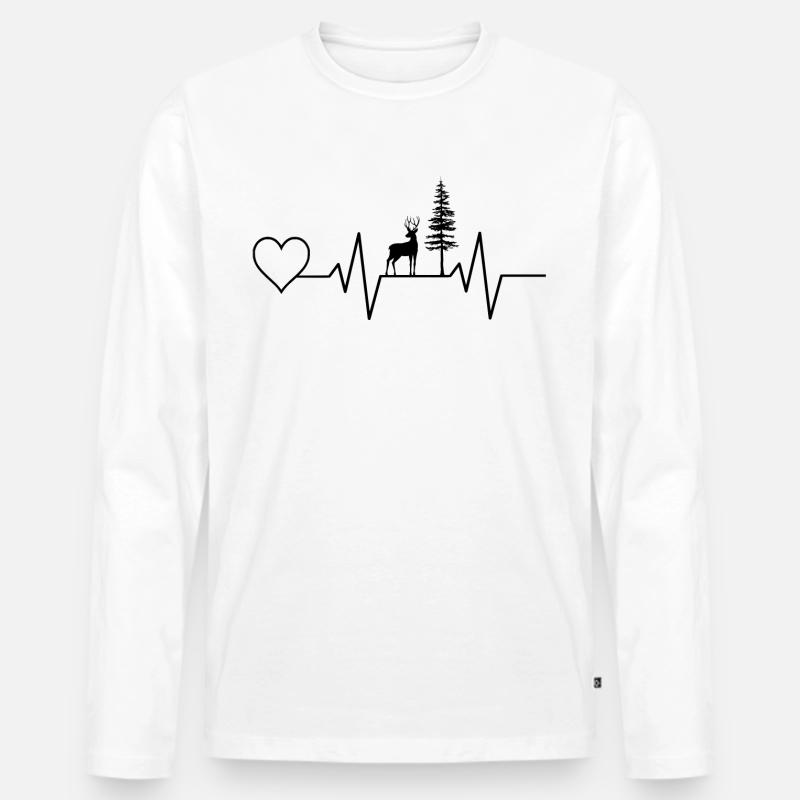 Jagd Jäger Herzschlag - Männer Premium Bio Langarmshirt - Weiß